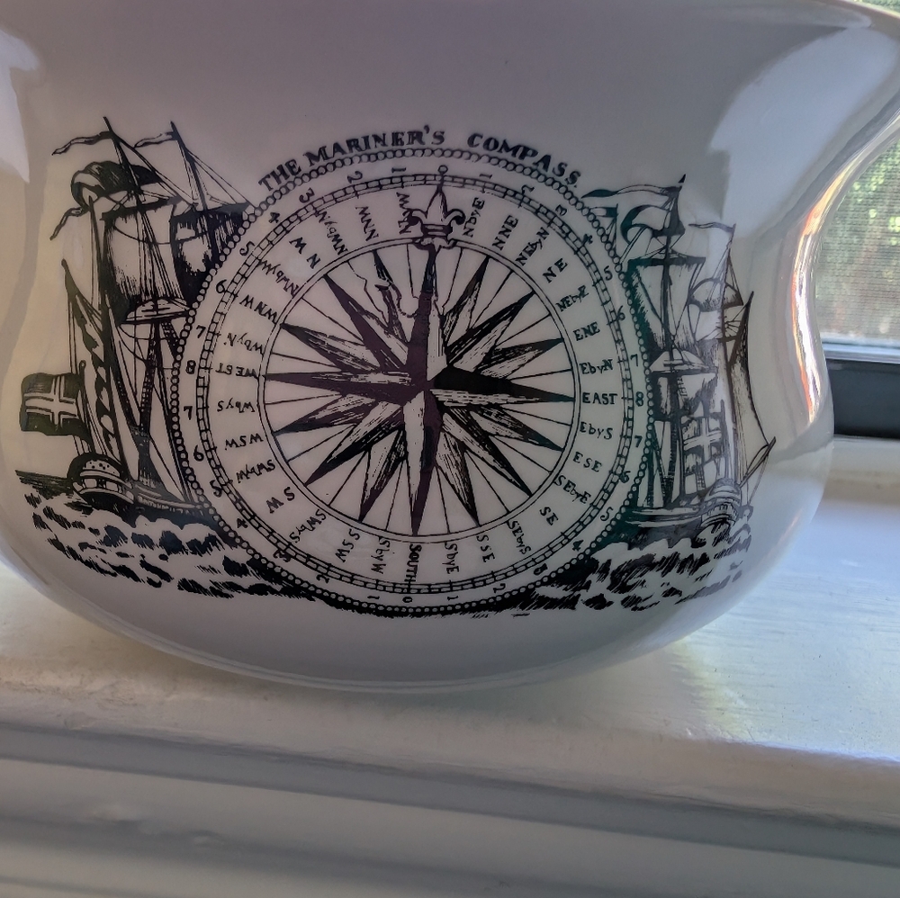 Portmeirionion Pottery "Sailing Ships" Stoke On Trent Vintage Handled Bowl - Picture 5 of 9